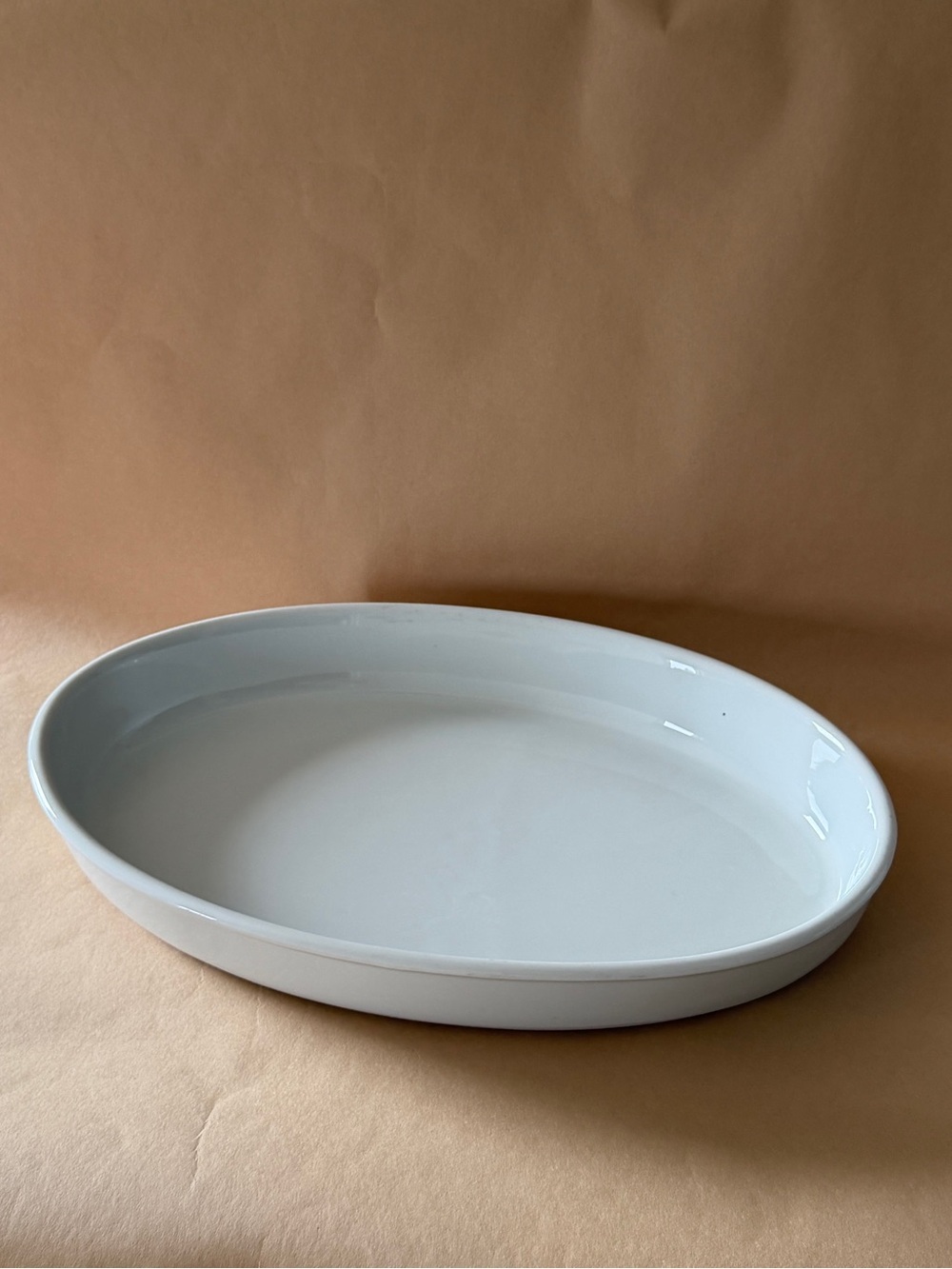 Apilco France Oval Baking Dish, Vintage White Porcelain Gratin